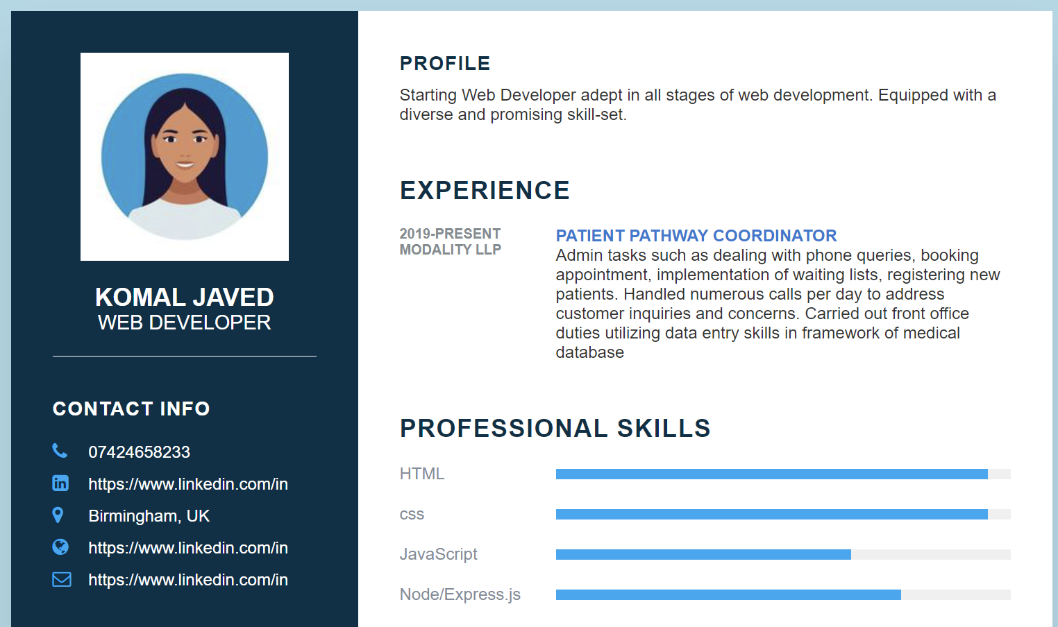 image of my cv